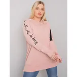 Pudrová mikina s nápisy na rukávech RV-TU-7158.76P-powder pink Velikost: ONE SIZE