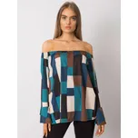 Tmavě modrá dámská vzorovaná halenka TW-BZ-BI-2486-2.83P-blue Velikost: ONE SIZE