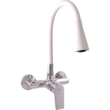 Vodovodní baterie COLORADO - Umyvadlová/dřezová baterie s flexibilním ramínkem, Bílá/Chrom CO102.5/13CB, RAV Slezák Barva: bílá/chrom, Rozměr: 100 mm