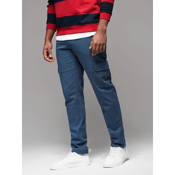 Pánské kalhoty Pánské kalhoty STRAIGHT LEG cargo s kapsami na zip - tmavě modré V1 OM-PACG-0204 - XL