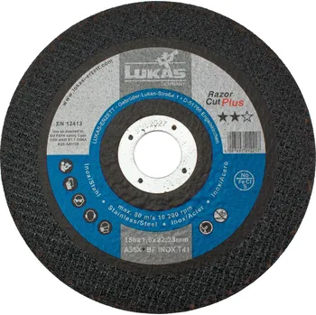 Řezný kotouč Kotouč řezný, 150 x 1,6mm, A60X-BF INOX, LUKAS Razor Cut Plus