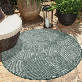 Koberec Oboustranný kulatý koberec na terasu DuoRug 5845 - zelený Průměr koberce: 120cm