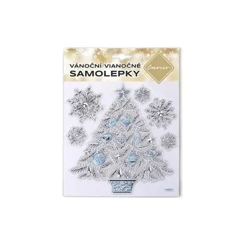 Vánoční dekorace Okenní samolepky vánoční stromek s vločkami