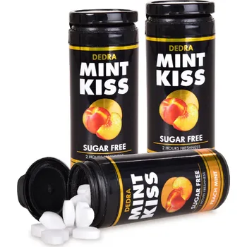 Bonbon Sada 2+1 | MINT KISS | broskvovo-mátové osvěžující pastilky bez cukru peach mint | 28 g x 3 Dedra