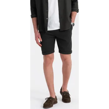 Pánské pletené šortky s ohrnutými nohavicemi - černé V2 OM-SRCS-0170 - XXL