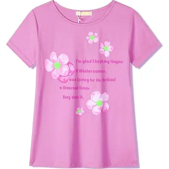 Dívčí tričko DÍVČÍ TRIČKO BC2398 VELIKOSTI 116-146 Velikost: 146, Barva: Růžová