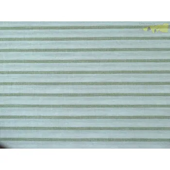 lněná látka 3269 se zeleným proužkovaným vzorem