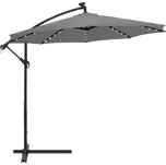 Zahradní slunečník s led osvětlením 290 cm, šedý SPRINGOS ATENA GU0046