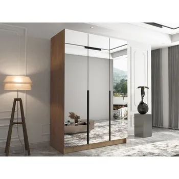 Nábytek Šatní skříň se zrcadlem Mirpat III, Barva: dub cremona / dub cremona + černá MIRJAN 5903211410291