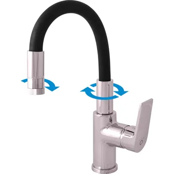 Vodovodní baterie COLORADO - Umyvadlová baterie s flexibilním ramínkem bez výpusti, Chrom/Černá CO119.0/16, RAV Slezák Barva: chrom/černá, Rozměr: 1/2"