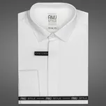 Pánská košile AMJ na manžetové knoflíčky, bílá s vytkávaným vzorem VDSA001MK, dlouhý rukáv, slim fit, vel. 37