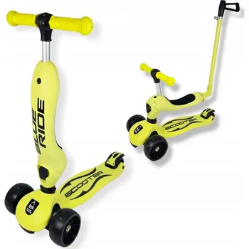 Koloběžka LED Koloběžka 2v1 odrážedlo + TYČ ŽLUTÁ