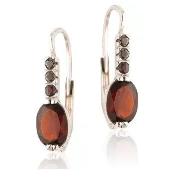 Náušnice Stříbrné náušnice přírodní granát - VE9 (Stříbrné náušnice s přírodními granáty)