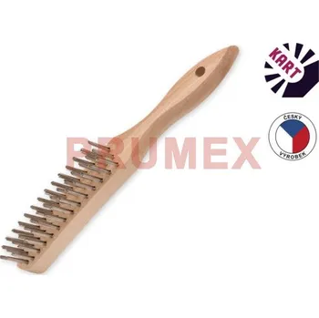 Drátěný kartáč Kartáč s dřevěnou rukojetí, 3-řadý nerezový hladký drát 0,35 mm/KART 1111041