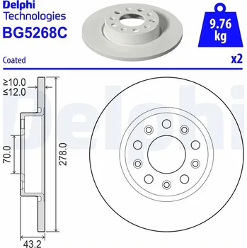 Brzdový kotouč Brzdový kotouč DELPHI BG5268C