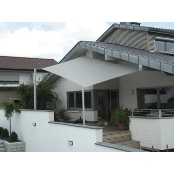 Krycí plachta Sluneční plachta 4x napínací lanko, PES 280 g/m², stříbrno-šedá 400x500x250 cm