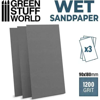 Green Stuff World Brusný papír pro použití za mokra 3ks 180x90mm - 1200 grit (Green Stuff World)