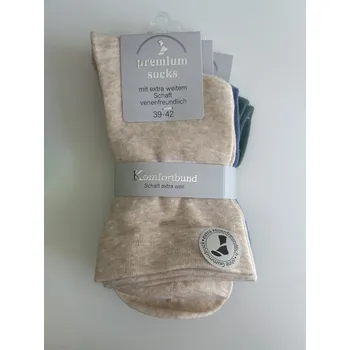 Dámské ponožky Dámské bavlněné zdravotní ponožky s extra volným lemem 39541 Barva: Béžová/modrá/zelená, Velikost: 35-38 (23-25)