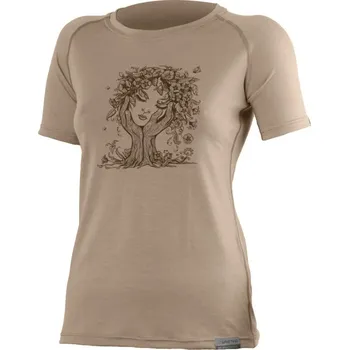 Lasting dámské merino triko s tiskem FLORA 7373 hnědé dámské triko + kód pro dodatečnou 10% slevu: LAST10