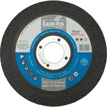 Řezný kotouč Kotouč řezný, 115 x 1,0mm, A60X-BF INOX, LUKAS Razor Cut Plus