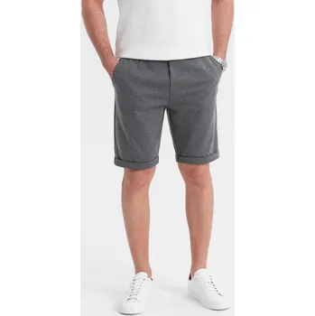 Pánské kraťasy Pánské strukturované pletené kraťasy s elastickým pasem - grafitové V3 OM-SRCS-0177 - L