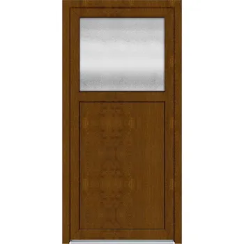 Vchodové dveře Solid Elements Vedlejší vchodové dveře Premium Easy, 90 P, rozměr vč. zárubně: 980 × 1980 mm, plast, pravé, dub zlatý, prosklené W1DRBCZTK2.0035