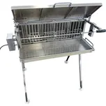 Nerezový gril na kuře, kýtu a pečeni S70 / 1x Rotisserie UG Grill s bočním topeništěm, 70 cm se stříškou (UG Grill UH-S70 gril na kuře s bočním topením, 1x rožeň, stříška)