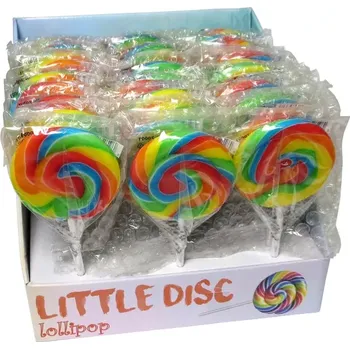 Bonbon Lízátko 40 g RAINBOW LITTLE DISC placaté (balení 45 ks)