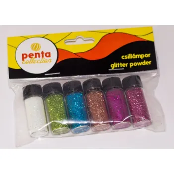 Výtvarná barva Pentart - třpytky 6 x 3,5 ml, mix barev