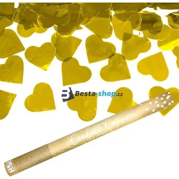 Konfeta Vystřelovací konfety - srdce zlaté 60cm 1ks