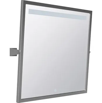 Koupelnový nábytek Bemeta HELP: Výklopné zrcadlo s LED osvětlením, dotykový senzor, 600 x 600 mm, nerez, mat 301201045