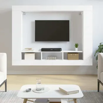 Obývací stěna vidaXL TV skříňka 152 x 22 x 113 cm kompozitní dřevo [833724] Barva: Bílá