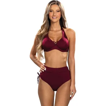Dámské plavky Dvoudílné plavky Dubaj vínové pro větší prsa 80D