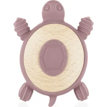ZOPA silikonové dřevěné kousátko Turtle Old Pink