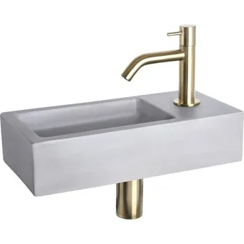 Umyvadlo Umývátko Ravo beton matná zlatá 38,5x18,5x9 cm umyvadlová baterie 1