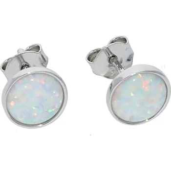 Náušnice Goldstore Stříbrné náušnice pecky s bílým opálem Váha: 1.70 g