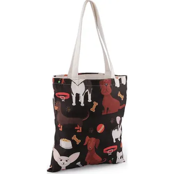 Textilní taška bavlněná pes, kočka 34x39 cm, barva 4 hnědočerná pejsek