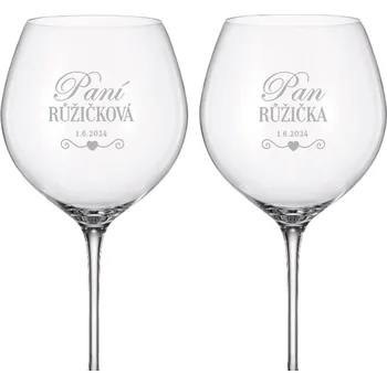 Sklenice Dekorant Svatební sklenice na červené víno PAN A PANÍ LOVE 750 ml 2KS