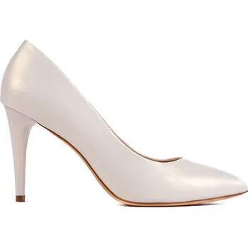 Dámské lodičky Bílé perleťové lodičky na tenkém podpatku 1878PEA Velikost: 37