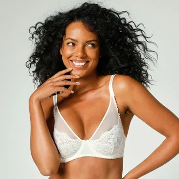 Dámská móda Polovyztužená podprsenka z tylu a krajky Kaimu, s kosticemi slonová kost 80D