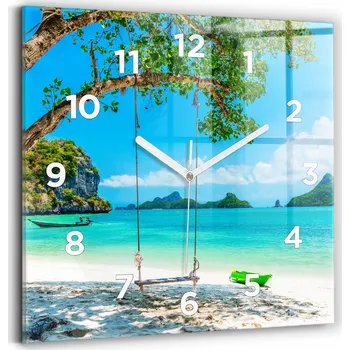Hodiny Skleněné nástěnné hodiny Tichý chod Kuchyně Slunný ostrov Thajsko
