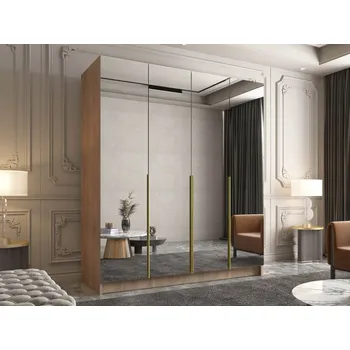 Nábytek Šatní skříň se zrcadlem Sozilo III, Barva: dub cremona / dub cremona + zlatá MIRJAN 5903211410369