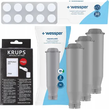 Kávovar 3x Vodní filtr Wessper pro Krups + Odvápňovač F054 + Čisticí tablety