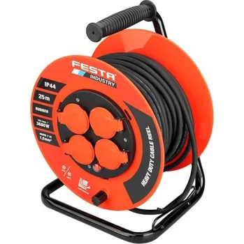 Prodlužovací kabel 25m PROFI prodlužovací gumový kabel na bubnu venkovní FESTA INDUSTRY 3x1,5mm 37750