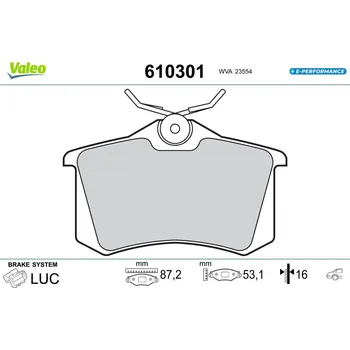 Brzdová destička Sada brzdových destiček, kotoučová brzda VALEO 610301