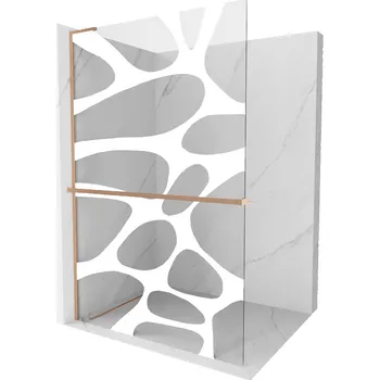 Mexen Kioto+ L sprchová stěna s policí Walk-in 70 x 200 cm, bílá vlna, kartáčovaná měď - 800-070-123-65-97 Sprchové stěny