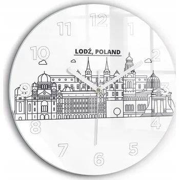 Hodiny Skleněné nástěnné hodiny do kanceláře s grafikou Loď, architektura, panorama, průměr 60 cm