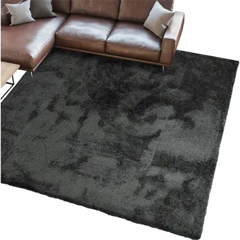 Koberec Koberec Shaggy do obýváku, ložnice, čtvercový, elegantní, tmavě šedý 200x200 cm