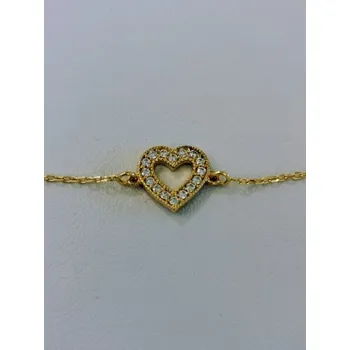Náramek Zlatý náramek se srdcem s bílými zirkony