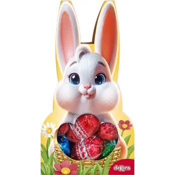 Velikonoční dekorace Velikonoční zajíček s čokoládovými vajíčky 60 g